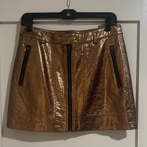 MOTHER Metallic Bronze Mini Skirt